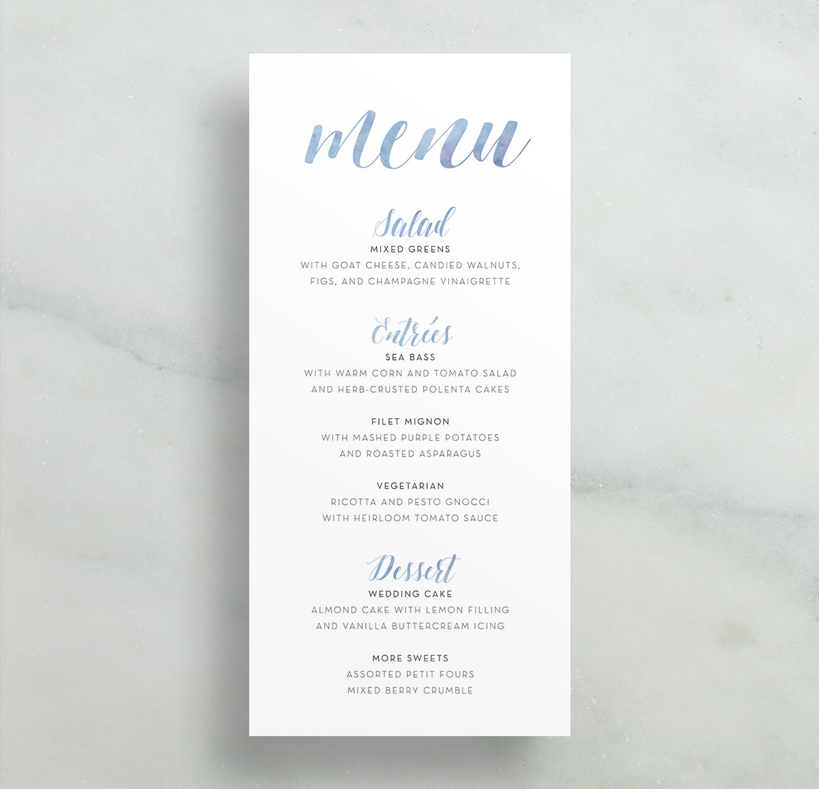 Watercolor Calligraphy Menus (any color!) – dunkirkdesigns